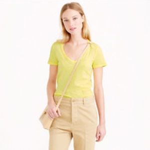 XS J.Crew Vintage Cotton Scoop T-Shirt yellow